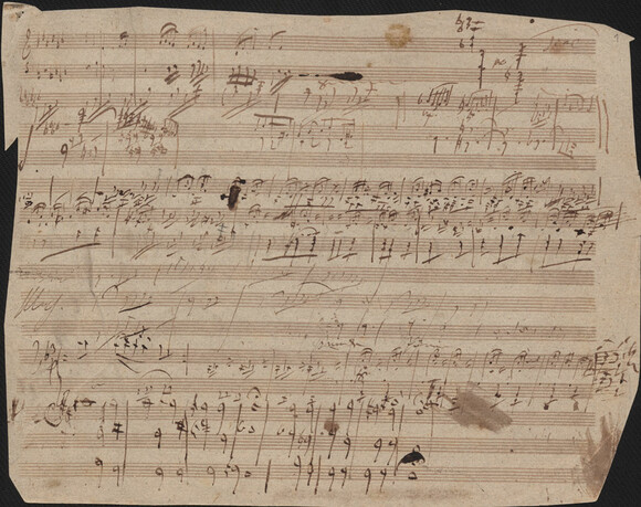 L. v. Beethoven, Skizzenblatt (u. a. mit einer Fassung des Liedes „An die Geliebte“ WoO 140), Signatur: Mus.ms.autogr. Beethoven, L. v., Grasnick 20a