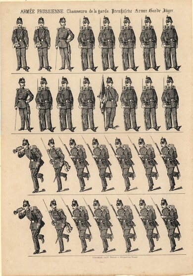 Bilderbogen: Armée Prussienne. Chasseurs de la garde. Preußische Armee. Garde Jäger.
