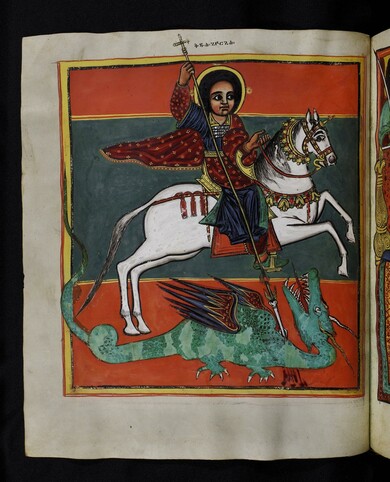 Ms. or. fol. 394, 3v, St. George on horseback