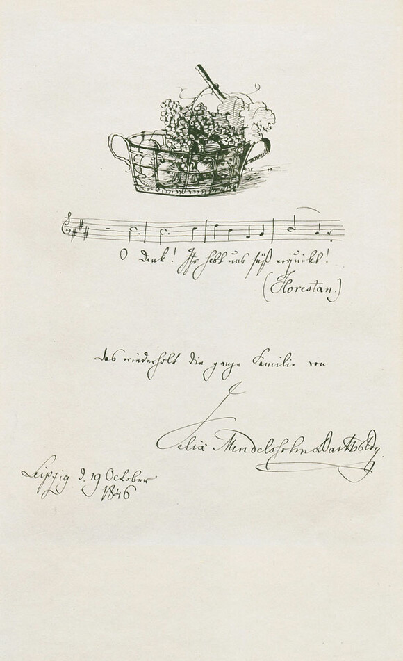 Bild zeigt: F. Mendelssohn Bartholdy: Illustriertes Albumblatt, 1846 (55 Ep 1456)