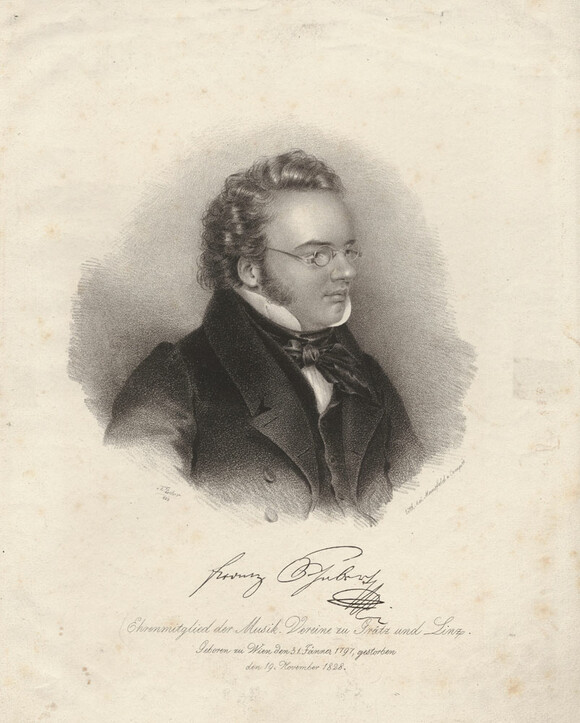Franz Schubert. Lithographie von Josef Eduard Teltscher, 1829 (Mus.P. Schubert, F. I,17)