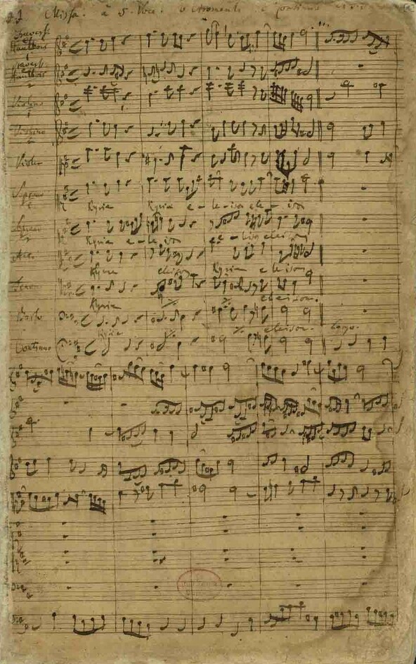 h-Moll-Messe, Autograph der ersten Seite (Mus.ms. Bach P 108)