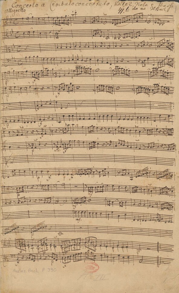Autographe Partitur der Cembalokonzerte Warb C 68-72 / Ty 298 und 299/1-5 von J. C. Bach, Mus.ms. Bach P 390