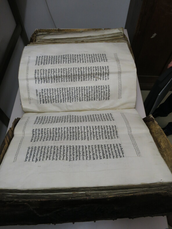 Bibel Erfurt 1 (Ms. or. fol. 1210), restoration, fold (detail)