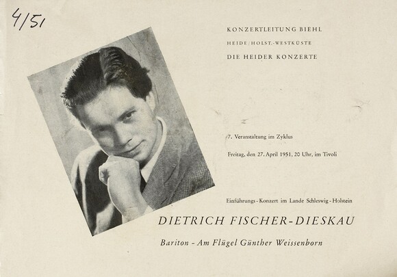 Eines der frühen Konzerte Fischer-Dieskaus mit seinem Lehrer Günther Weissenborn (aus 55 Nachl 98/A)