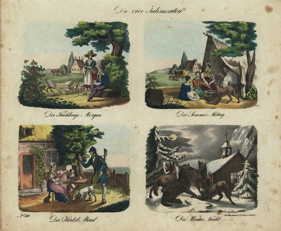 Bilderbogen - Die vier Jahreszeiten, um 1850.
