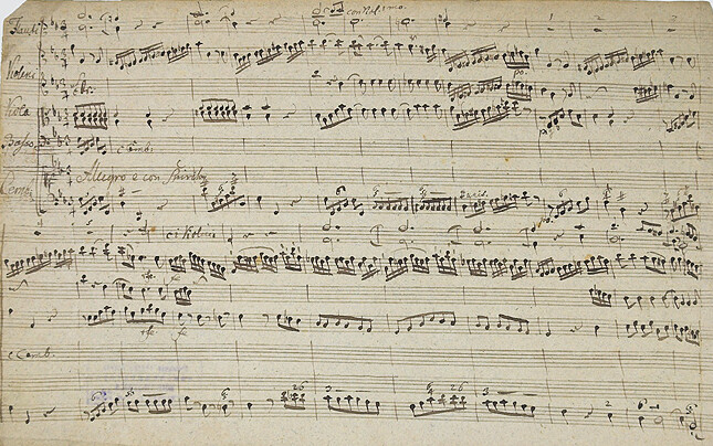 Autograph des Cembalokonzertes g-Moll von J. F. Reichardt, f. 1v (SA 2963). Mit freundlicher Genehmigung der Sing-Akademie zu Berlin