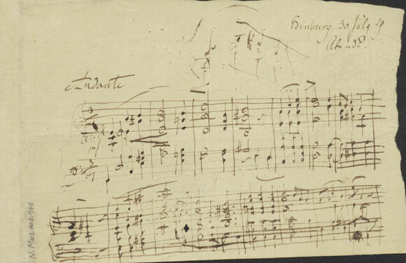 Felix Mendelssohn Bartholdy: Skizze zum Beginn der Schottischen Sinfonie, 30.07.1829 (N.Mus.ms. 111)