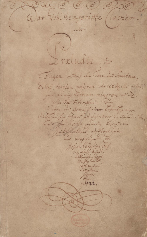 Titelblatt des Autographs des Wohltemperierten Klaviers aus dem Jahr 1722, Signatur: Mus.ms. Bach P