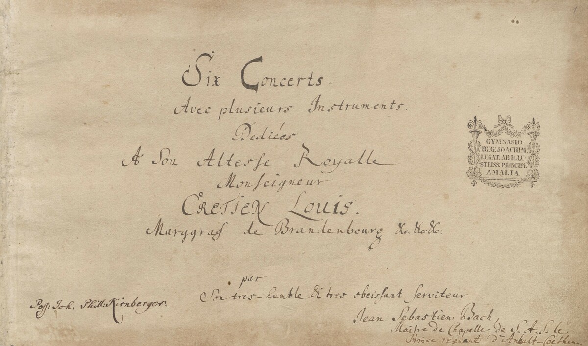 J. S. Bach, Brandenburgische Konzerte, BWV 1046-1051, Titelblatt (Am.B 78)