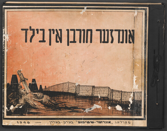 Der Bildband über die Shoa erschien als Sonderheft zu „Unzer Sztyme". Diese Zeitung war eine der ersten periodisch erscheinenden DP-Publikationen in jiddischer Sprache. Sie wurde bis November 1947 im DP-Lager Bergen Belsen gedruckt und unter dem Titel „Wochnblat“ bis zum Sommer 1950 weitergeführt.