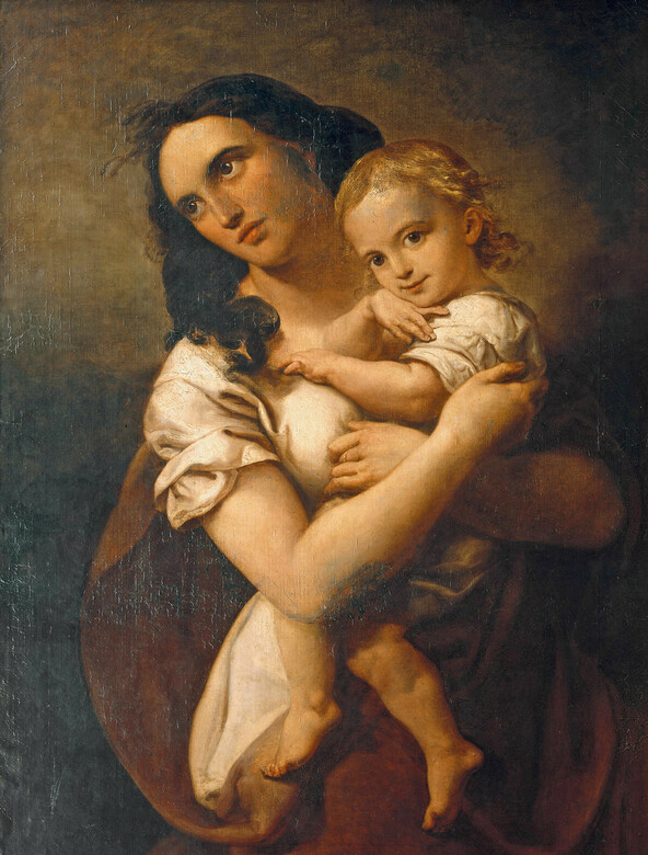 Fanny Hensel mit dem Sohn Sebastian. Porträt von Wilhelm Hensel (Ölskizze zum Gemälde Christus vor Pilatus), um 1832 (MA BA 207) 