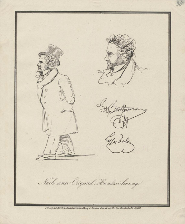 Ludwig van Beethoven, Lithographie von Johann Peter Lyser (nach einer eigenen Zeichnung), 1832 Signatur: Mus.P. Beethoven, L. v. I,18b