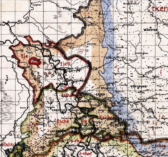Ausschnitt aus dem digitalen Sprachatlas des Deutschen Reichs von Georg Wenker „Bisschen“