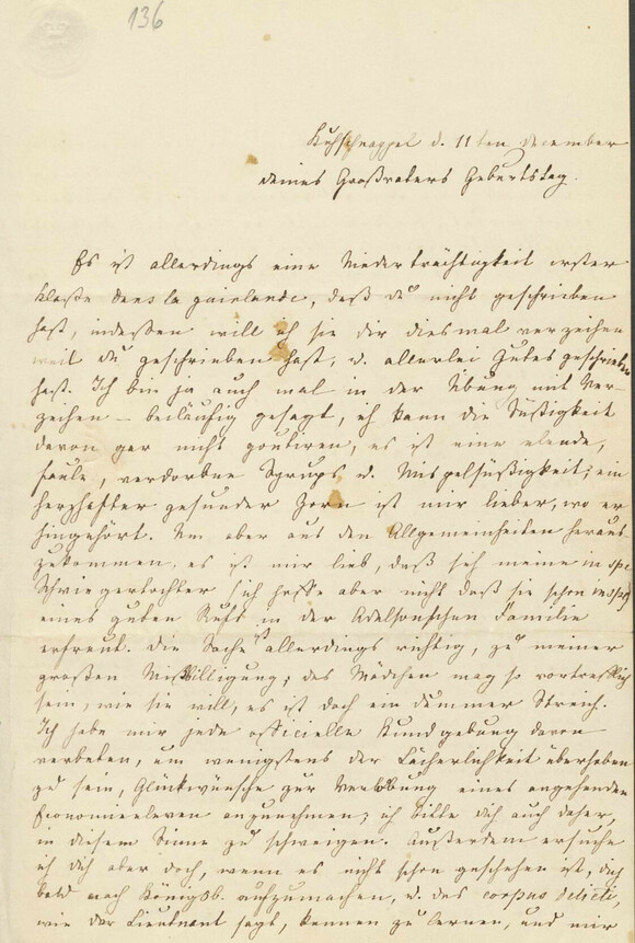 Rebecka Dirichlet: Brief an Sebastian Hensel, Göttingen (»Kuhschnappel«) 11.12.1855 (MA Depos. Berlin 500,15,136) 