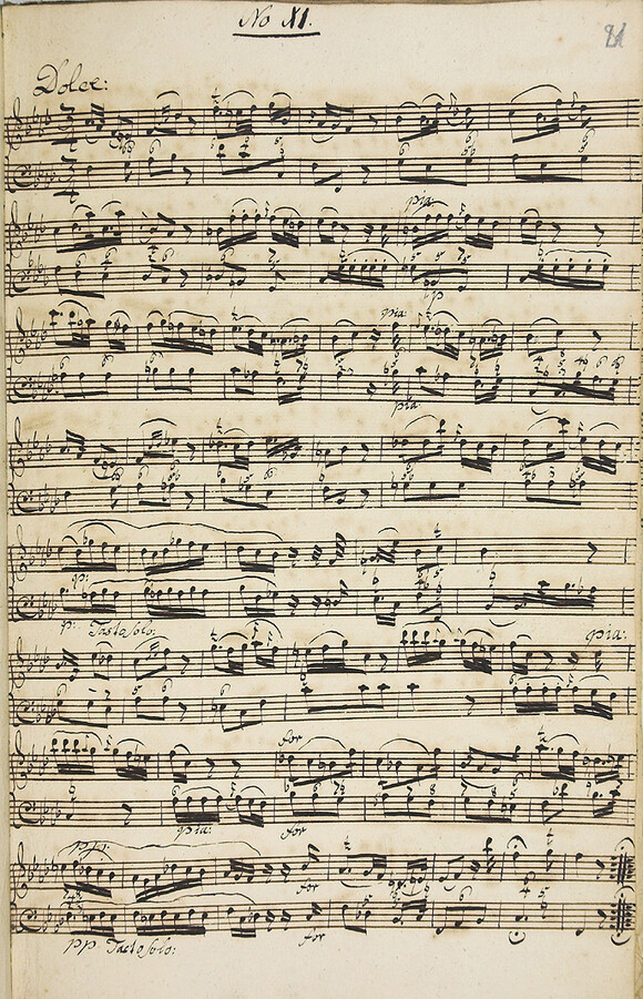 Erste Seite zu einer Violinsonate von J. G. Graun, geschrieben von Kopist "Berlin63" (Henzel / GraunWV) aus der Sammlung von G. F. Schmidt (in: SA 4072) ; zu G. F. Schmidt s. a. Latest News. Mit freundlicher Genehmigung der Sing-Akadem
