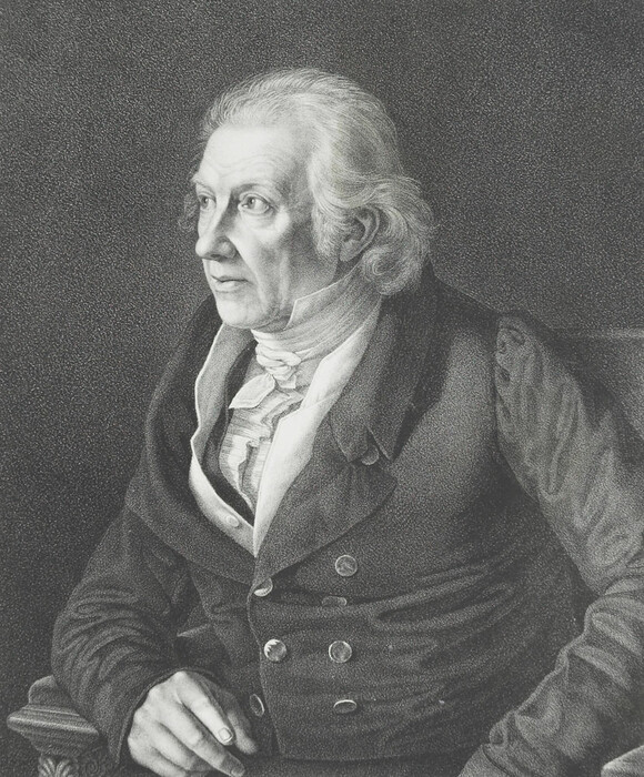 Porträt Carl Friedrich Zelters aus dem "Album der Sing=Academie", einem anlässlich des fünfzigjährigen Bestehens des Vereins 1841 angefertigten Verzeichnis der Mitglieder, f. 7 (N.Mus.SA 299) 