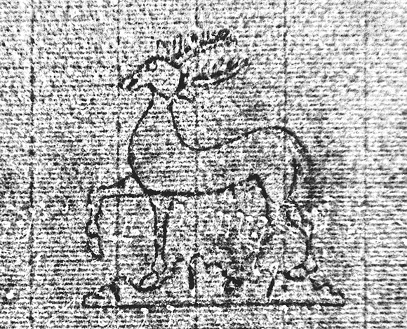 W. F. Bach: Autograph der Kantate „Dienet dem Herrn mit Freuden“ BR-WFB F 25, Fk 84 (1755), SA 271, Wasserzeichen: schreitender Hirsch