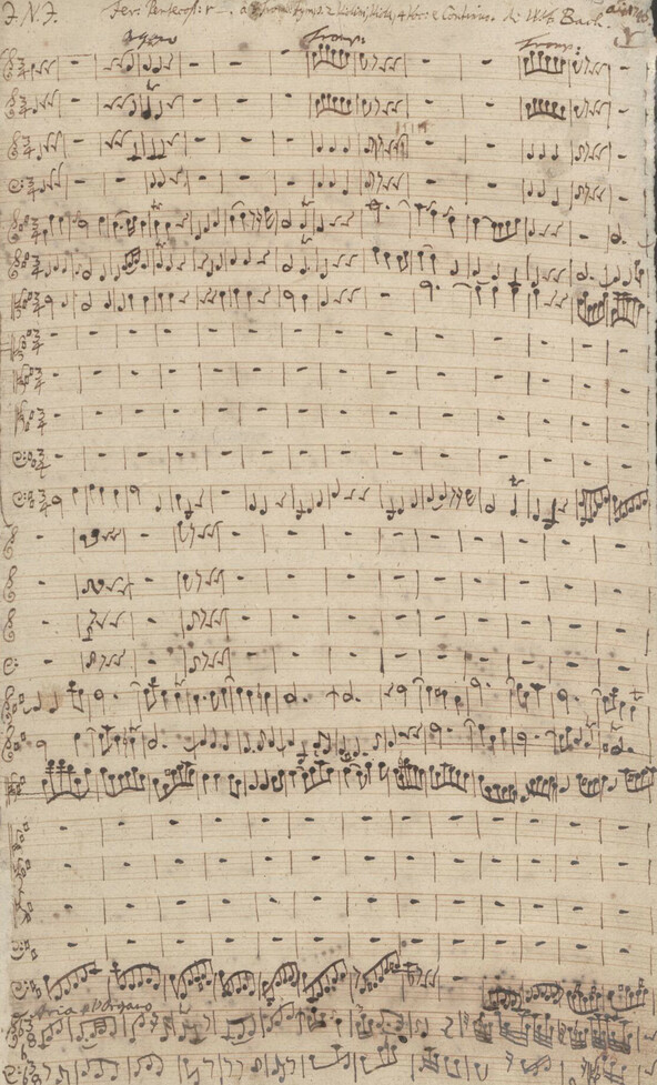 Schriftprobe Wilhelm Friedemann Bachs  aus dem Jahr 1746 (entnommen aus  Mus.ms. Bach P 322) 