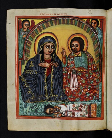 Ms. or. fol. 394, 1v, Wie Jesus der Maria sein Vermächtnis gibt