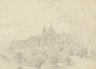 Felix Mendelssohn Bartholdy: Ansicht von Lausanne. Zeichnung, 07.08.1842 (MA Ms. 21, Bl. 3) 
