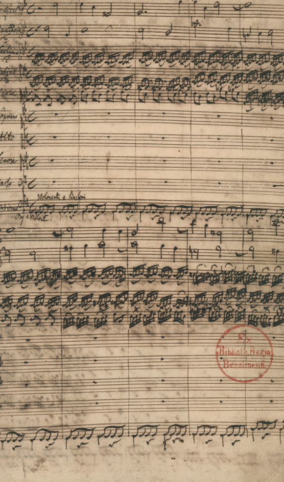 Bild zeigt: J. S. Bach, Johannespassion, Autograph der ersten Seite (Mus.ms. Bach P 28)