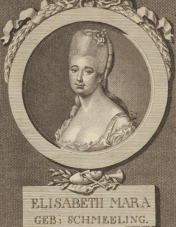 Gertrud Elisabeth Mara, geb. Schmeling, Kupferstich von Johann Conrad Krüger, 1780 Signatur: Mus.P. Mara, G. E. I,9