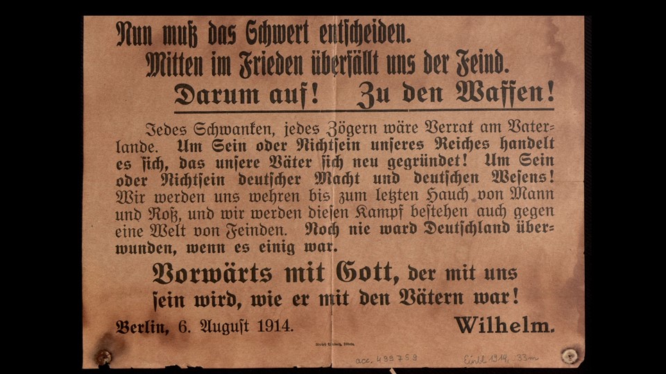 Wilhelm, II.: An das Deutsche Volk! Berlin, Döbeln 6. August 1914