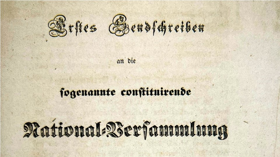 Erstes Sendschreiben an die sogenannte constituirende National-Versammlung in Frankfurt 1848