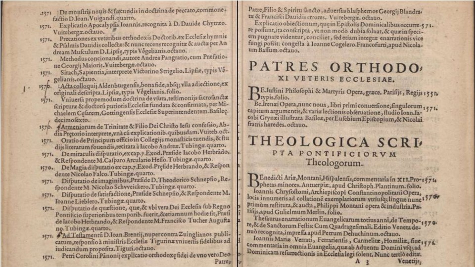 CATALOGVS NOVVS || EX NVNDINIS…Verseichnuß der neuwen Bücher… Frankfurt/Main 1571