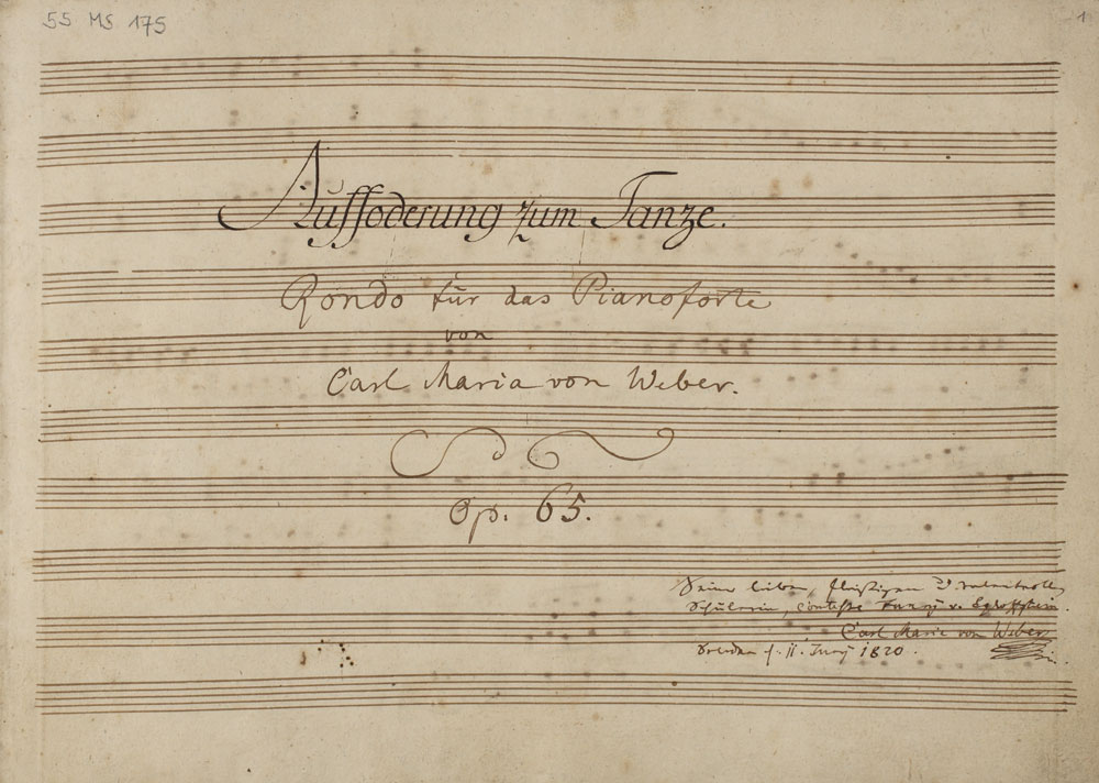 Bild zeigt: C. M. von Weber, Aufforderung zum Tanze, Abschrift (55 MS 175)