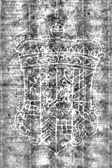 Wasserzeichen, mit Thermographie aufgenommen. Johann Christoph Bodinus: Vater unser im Himmelreich (Fragments), 1722 (Mus.ms.autogr. Bodinus, J. A. 1 N)